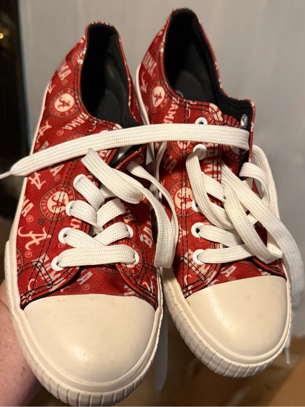 Women’s Red Canvas Lace-Up Sneakers